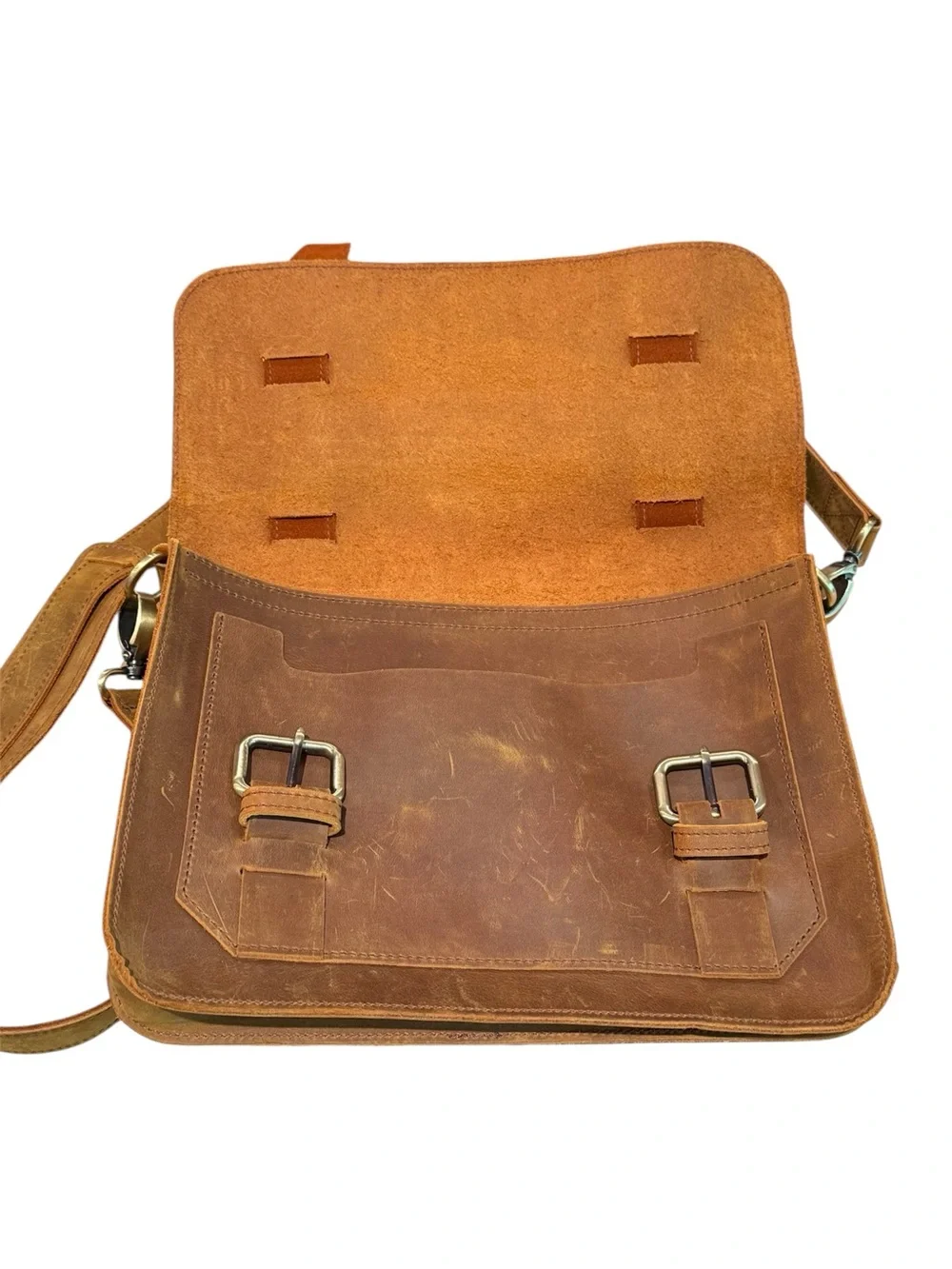 NWOT! Oiled Leather Distressed Compact Messenger Bag